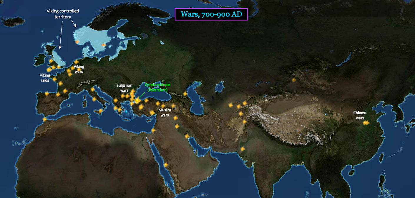 Wars and battles, 700-900 AD map